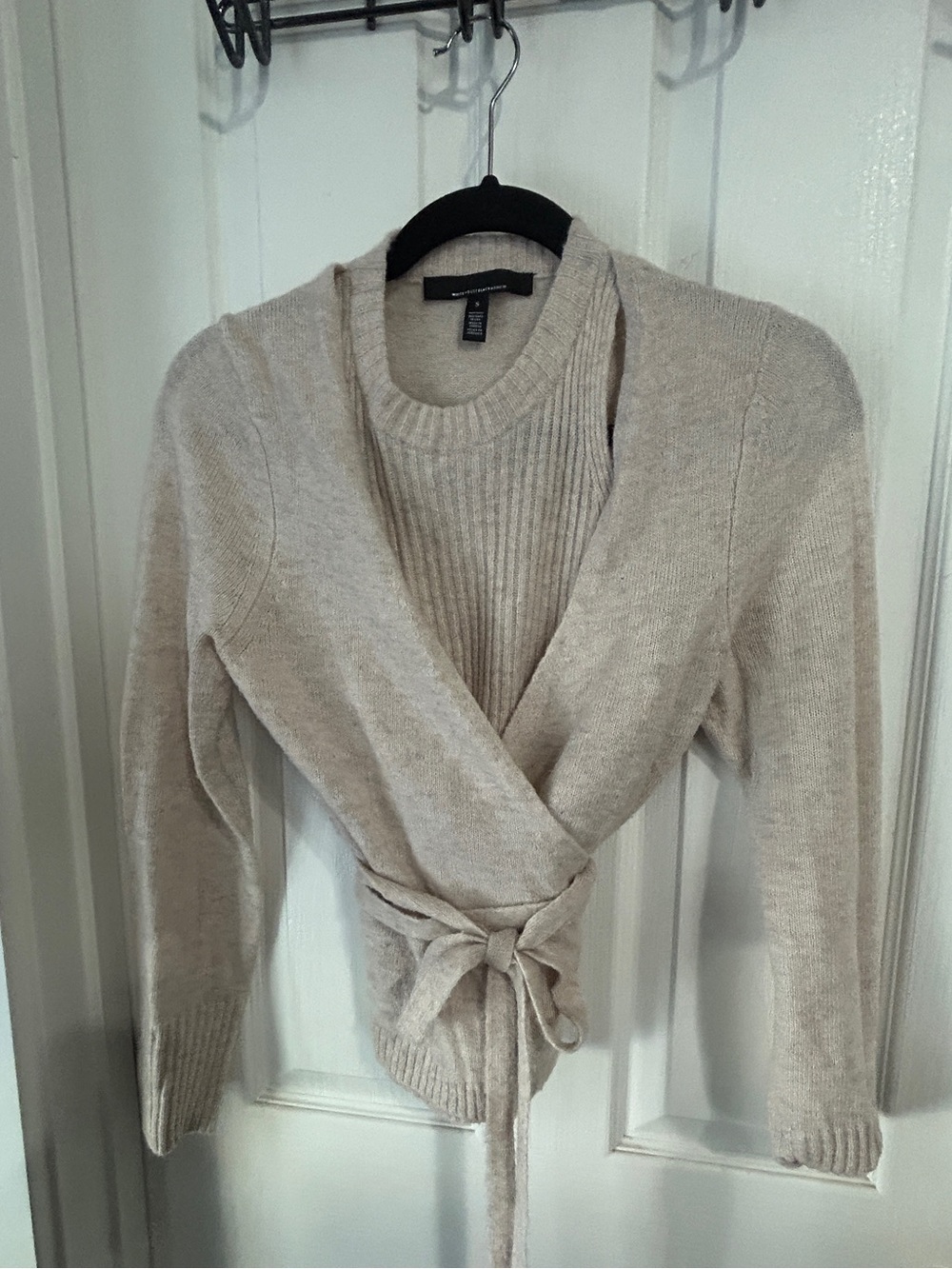 White House Black Market Cream Wrap Cardigan Sweater